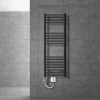Badheizkörper Sahara mit Heizstab 900W 400x1200 mm Anthrazit gebogen mit Seitenanschluss