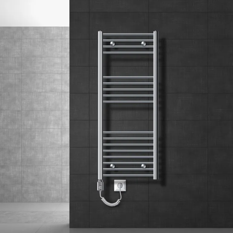 Badheizkörper Sahara mit Heizstab 900W 500x1200 mm Chrome gebogen mit Seitenanschluss