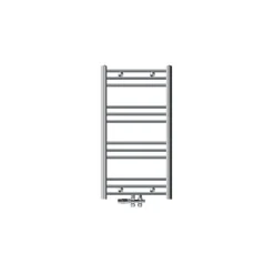 Badheizkörper Sahara 500x800 mm Chrome gebogen mit Mittelanschluss und Boden Anschlussgarnitur