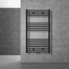 Badheizkörper Sahara 750x1200 mm Schwarz matt gebogen mit Mittelanschluss LuxeBath