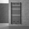 Badheizkörper Sahara 750x1500 mm Schwarz gerade mit Wand Thermostatventil LuxeBath