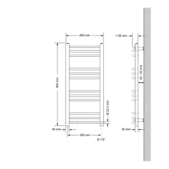 Badheizkörper Sahara 400x800 mm weiß gebogen mit Seitenanschluss