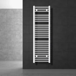 Badheizkörper Sahara 400x1500 mm Weiß gebogen mit Seitenanschluss LuxeBath