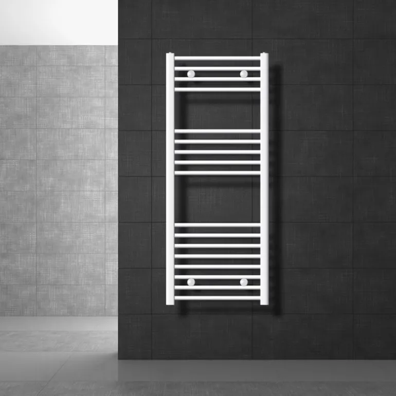 Badheizkörper Sahara 500x1200 mm Weiß gebogen mit Seitenanschluss LuxeBath