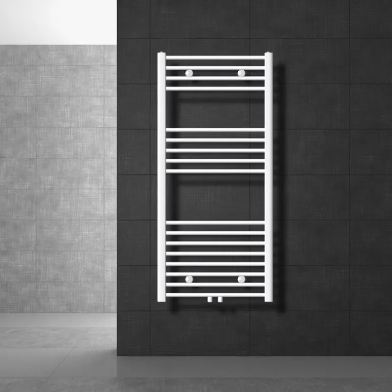 Badheizkörper Sahara 600x1200 mm Weiß gerade mit Mittelanschluss LuxeBath