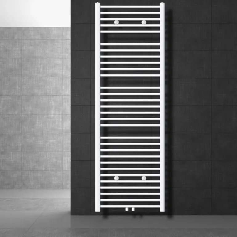 Badheizkörper Sahara 600x1800 mm Weiß gebogen mit Mittelanschluss LuxeBath