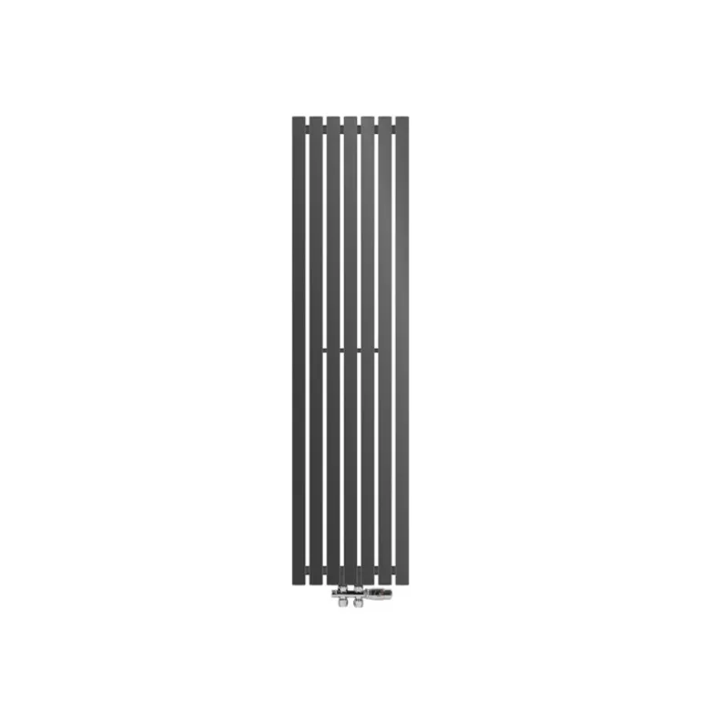 Badheizkörper Stella 370x1400 mm Anthrazit mit Wand Anschlussgarnitur