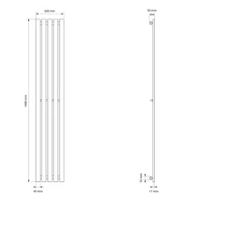 Badheizkörper Stella 260x1400 mm Weiß mit Universale Anschlussgarnitur