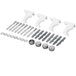 Badheizkörper Stella 370x1400 mm Weiß mit Wand Anschlussgarnitur