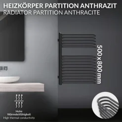 Badheizkörper 500x800 mm Anthrazit ML-Design