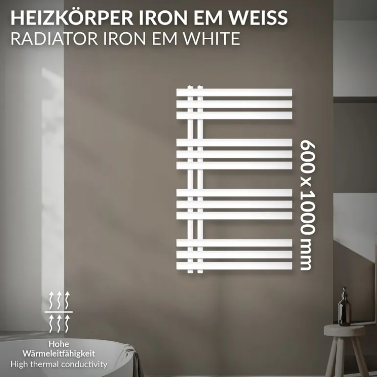 Badheizkörper 600x1000 mm Weiß LuxeBath