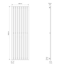 Badheizkörper 480x1600 mm Weiß mit Universale Anschlussgarnitur