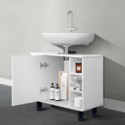 Badmöbel Set 2-Teilig modernen Stil Weiß aus Holz ML-Design