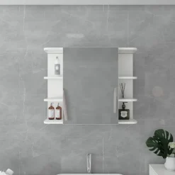 Badmöbel Set 2-Teilig modernen Stil Weiß aus Holz ML-Design