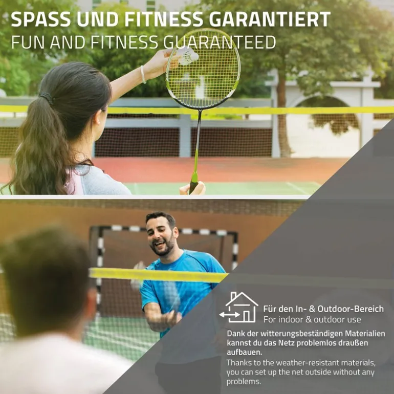 Badminton Netz inkl. 3 Federbällen 500x103x155 cm Schwarz aus Polyethylen