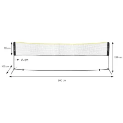 Badminton Netz inkl. 3 Federbällen 500x103x155 cm Schwarz aus Polyethylen
