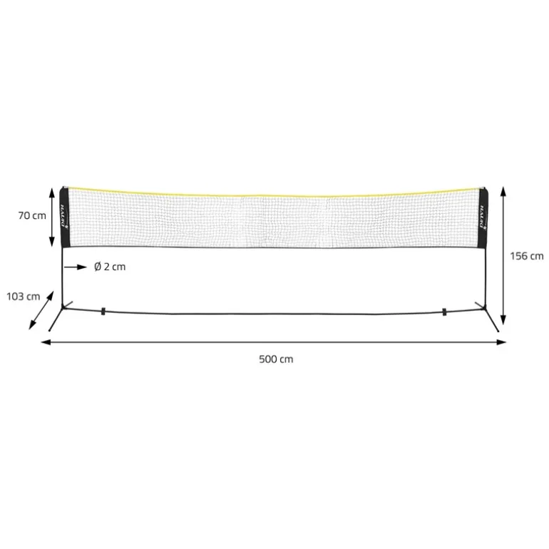 Badminton Netz inkl. 3 Federbällen 500x103x155 cm Schwarz aus Polyethylen