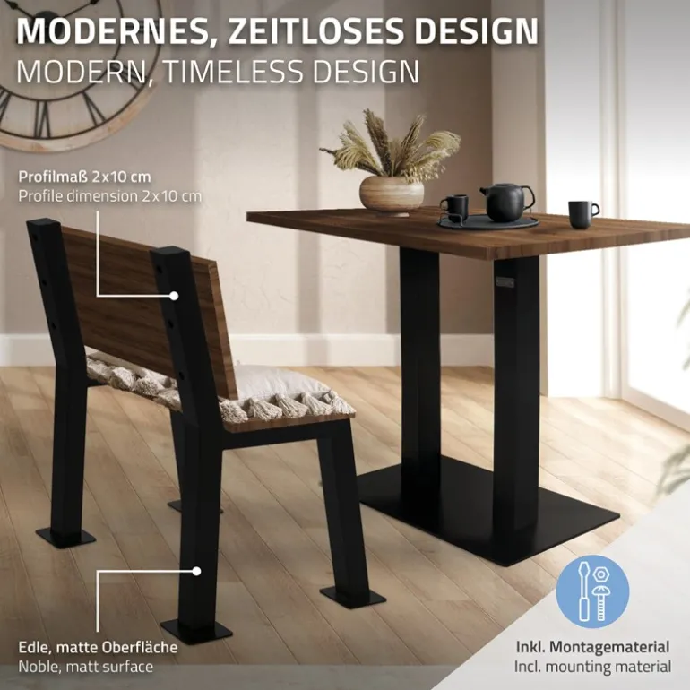 Bankgestell Bankkufen 2er Set H-Design 47 x 77,5 cm schwarz aus Stahl ML-Design