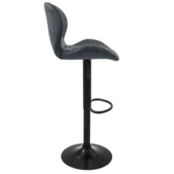 Barhocker 2er Set Anthrazit Kunstlederbezug mit Rückenlehne und Fußstütze höhenverstellbar 59-79cm ML-Design