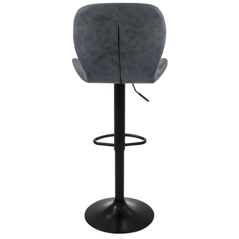 Barhocker 2er Set Anthrazit Kunstlederbezug mit Rückenlehne und Fußstütze höhenverstellbar 59-79cm ML-Design