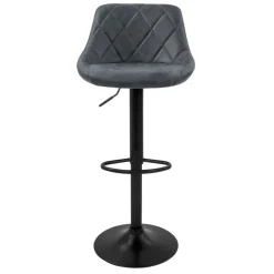 Barhocker 2er Set Anthrazit Kunstlederbezug mit Rückenlehne und Fußstütze höhenverstellbar 62-82 cm ML-Design