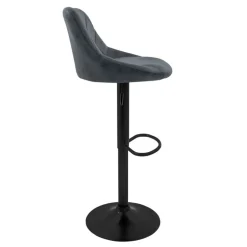 Barhocker 2er Set Anthrazit Kunstlederbezug mit Rückenlehne und Fußstütze höhenverstellbar 62-82 cm ML-Design
