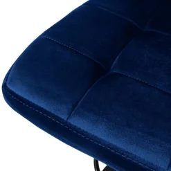 Barhocker 2er Set Blau Samtbezug mit Rückenlehne und Fußstütze höhenverstellbar 63-83cm ML-Design