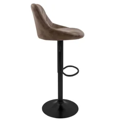 Barhocker 2er Set Braun Kunstlederbezug mit Rückenlehne und Fußstütze höhenverstellbar 62-82 cm ML-Design