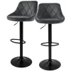 Barhocker 2er Set Grau Samtbezug mit Rückenlehne und Fußstütze höhenverstellbar 62-82cm ML-Design