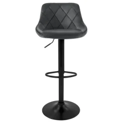 Barhocker 2er Set Grau Samtbezug mit Rückenlehne und Fußstütze höhenverstellbar 62-82cm ML-Design