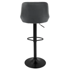 Barhocker 2er Set Grau Samtbezug mit Rückenlehne und Fußstütze höhenverstellbar 62-82cm ML-Design