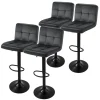 Barhocker 4er Set Grau Samtbezug mit Rückenlehne und Fußstütze höhenverstellbar 63-83cm ML-Design