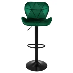 Barhocker 2er Set Grün Samtbezug mit Rückenlehne und Fußstütze höhenverstellbar 59-79cm ML-Design