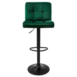Barhocker 4er Set Grün Samtbezug mit Rückenlehne und Fußstütze höhenverstellbar 63-83cm ML-Design