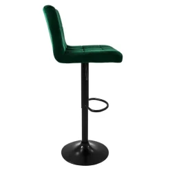 Barhocker 4er Set Grün Samtbezug mit Rückenlehne und Fußstütze höhenverstellbar 63-83cm ML-Design