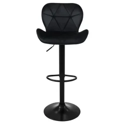 Barhocker 2er Set Schwarz Samtbezug mit Rückenlehne und Fußstütze höhenverstellbar 59-79cm ML-Design