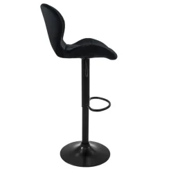 Barhocker 2er Set Schwarz Samtbezug mit Rückenlehne und Fußstütze höhenverstellbar 59-79cm ML-Design