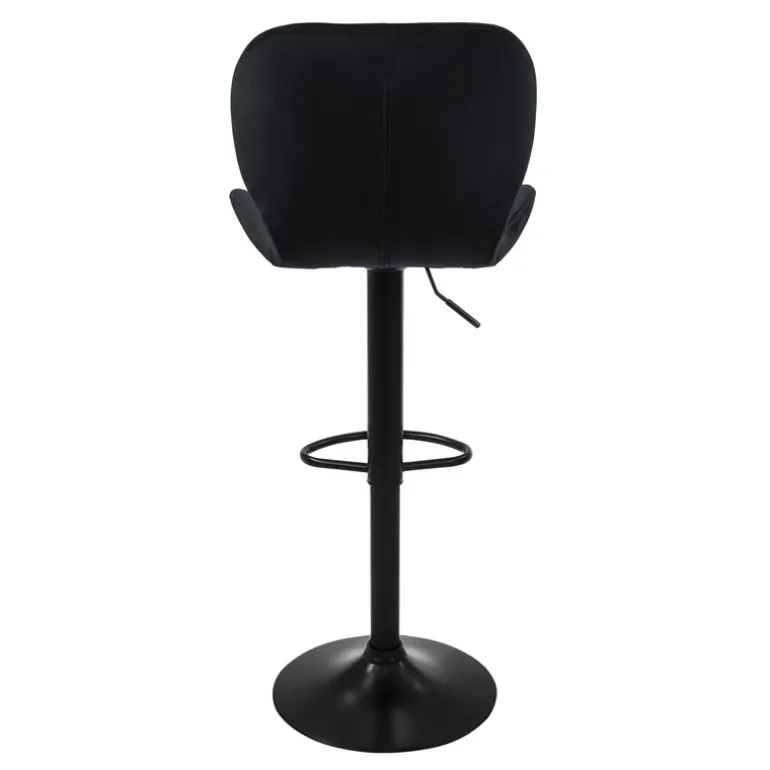 Barhocker 2er Set Schwarz Samtbezug mit Rückenlehne und Fußstütze höhenverstellbar 59-79cm ML-Design