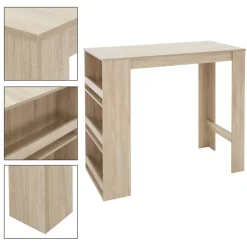 Bartisch mit 3-stufigem Regal 117x106x57 cm Sonoma-Eiche aus Holz ML-Design