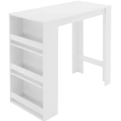Bartisch mit 3-stufigem Regal 117x106x57 cm Weiß aus Holz ML-Design