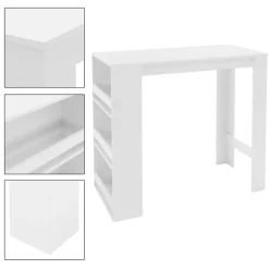 Bartisch mit 3-stufigem Regal 117x106x57 cm Weiß aus Holz ML-Design