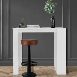 Bartisch mit 3-stufigem Regal 117x106x57 cm Weiß aus Holz ML-Design