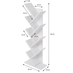Bücherregal 50x25x140 cm Weiß inkl. 8 Ebenen in Bauform ML-Design