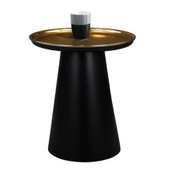 Beistelltisch Ø 50 cm Gold-Schwarz matt aus Metall WOMO-Design