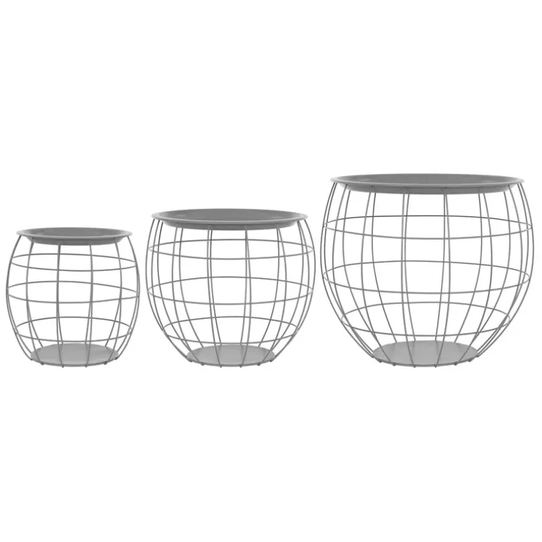 Beistelltisch 3er Set Grau aus Metall ML-Design