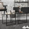 Beistelltisch 2er Set Schwarz/Eichenoptik aus Metall ML-Design