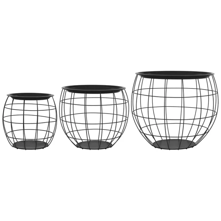 Beistelltisch 3er Set Schwarz aus Metall ML-Design