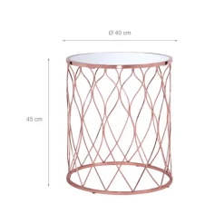 Beistelltisch 2er Set Ø 40x45 / 45x55 cm Kupfer aus Metall und Spiegelglas WOMO-Design