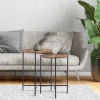 Beistelltisch 2er Set Ø 40x55 / 35x50 cm Natur aus Mangoholz und Eisen WOMO-Design