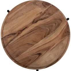 Beistelltisch 2er Set Ø 40x55 / 35x50 cm Natur aus Mangoholz und Eisen WOMO-Design